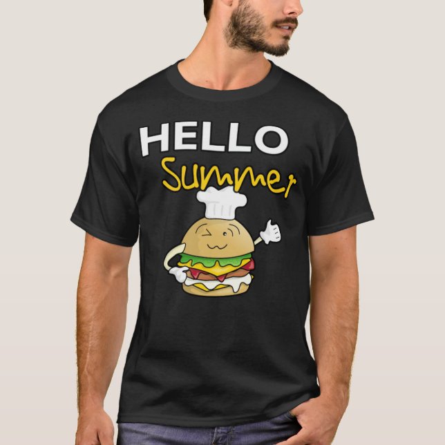Camiseta Olá hambúrguer de Verão com o aniversário de chef  (Frente)
