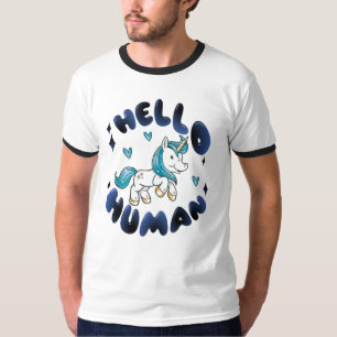 Camiseta Olá, humano, adorável Unicórnio