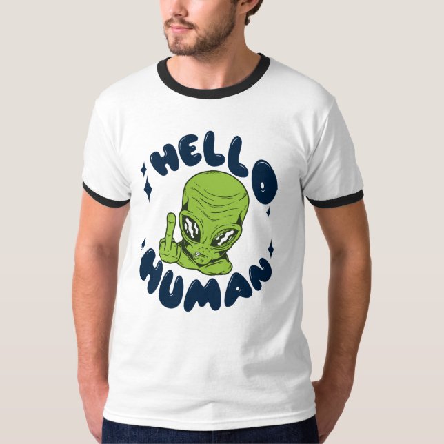 Camiseta Olá humano alienígena engraçado (Frente)