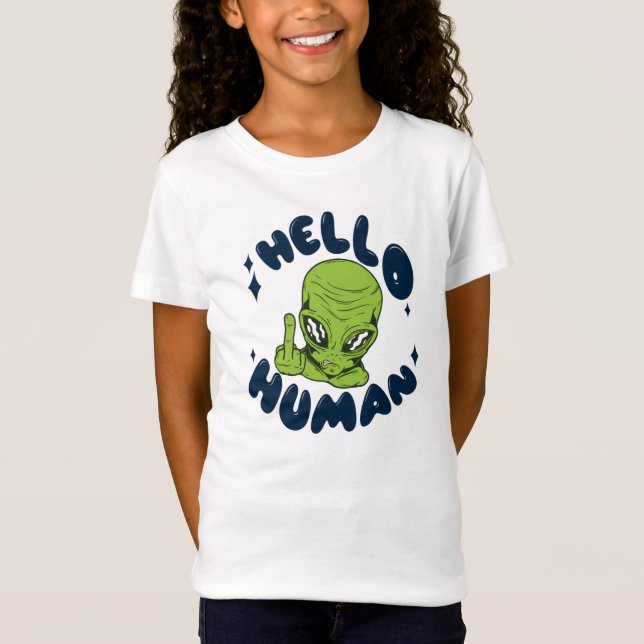Camiseta Olá humano alienígena engraçado (Frente)