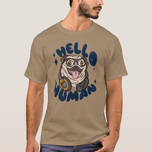 Camiseta Olá humano Cachorro fofo (Frente)