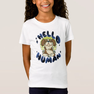 Camiseta Olá humano Meditando yoga cão