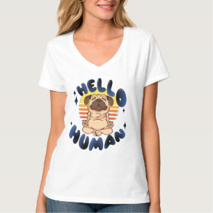 Camiseta Olá humano Meditando yoga cão