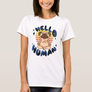 Camiseta Olá humano Meditando yoga cão
