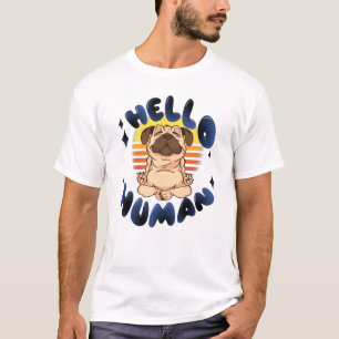 Camiseta Olá humano Meditando yoga cão