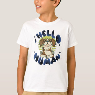 Camiseta Olá humano Meditando yoga cão