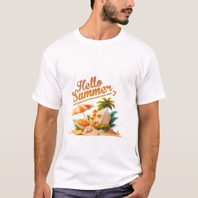 Camiseta Olá Ilustração de Verão (Frente)