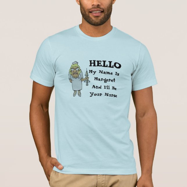 Camiseta Olá! Im seus cuidados feitos sob encomenda (Frente)