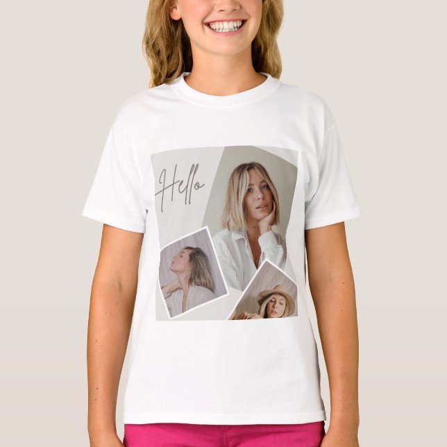 Camiseta olá imagem de meninas (Frente)