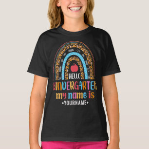 Camiseta Olá Jardim de Infância Arco-Íris Primeiro Dia da E