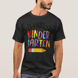Camiseta Olá Jardim de Infância Boho Leopardo Volta às Aula