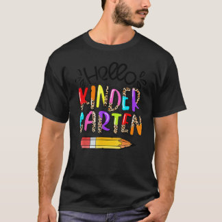 Camiseta Olá Jardim de Infância Boho Leopardo Volta às Aula