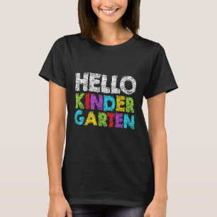 Camiseta Olá Jardim de Infância Divertido Volta às Aulas Al