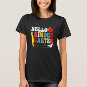 Camiseta Olá Jardim de Infância Divertido Volta às Aulas Pr