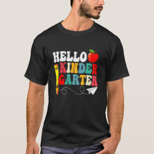 Camiseta Olá Jardim de Infância Divertido Volta às Aulas Pr