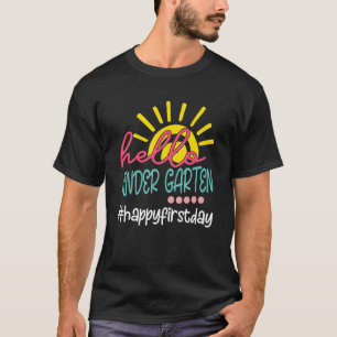 Camiseta Olá Jardim de Infância Feliz Primeiro Dia de Escol