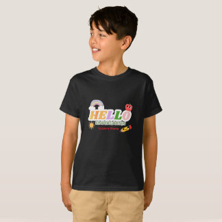 Camiseta Olá Jardim de Infância Fofo Volta às Aulas