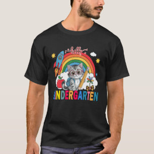 Camiseta Olá Jardim de Infância Gato Engraçado Fofinho Prim