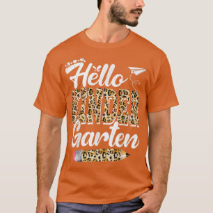 Camiseta Olá Jardim de Infância Leopard Impressão do Jardim
