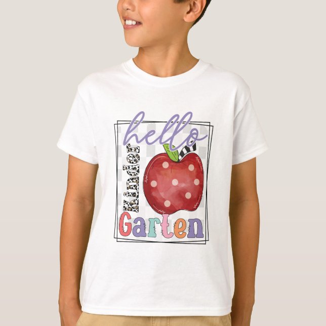 Camiseta Olá, jardim de infância, Menino ou Menina (Frente)