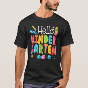 Camiseta Olá Jardim de Infância Professor de Volta à Escola