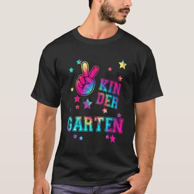 Camiseta Olá Jardim De Infância Tie Dye Primeiro Dia Da Esc (Frente)