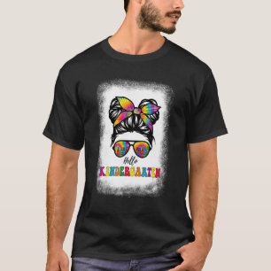 Camiseta Olá Jardim Infantil Garota Kinder Tie Dye Messy Bu