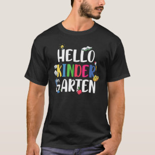 Camiseta Olá Kinder Garten Primeiro Dia Da Escola