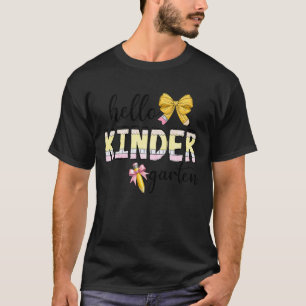 Camiseta Olá Kindergarten Laço Coquete Volta às Aulas Chá