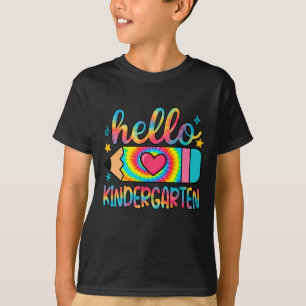 Camiseta Olá Kindergarten Lápis Tie Dye Volta às Aulas K