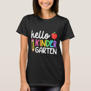 Camiseta Olá Kindergarten Team Kinder de volta ao Teac da e