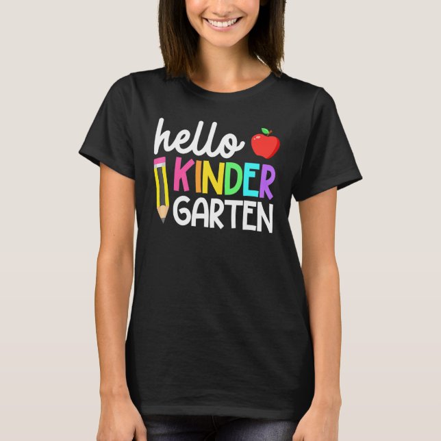 Camiseta Olá Kindergarten Team Kinder De Volta Ao Teac Da E (Frente)
