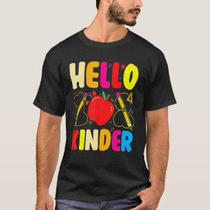 Camiseta Olá Kindergarten Team Kinder de volta ao Teac da e