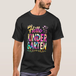 Camiseta Olá Kindergarten Tie Dye Primeiro Dia Fofo De Volt