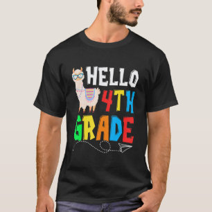 Camiseta Olá Lhama da 4ª Série Feliz Primeiro Dia de Aula