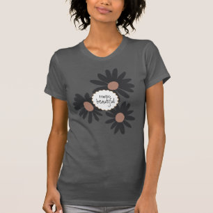 Camiseta Olá Lindas Flores de Margarida Rosa Negra