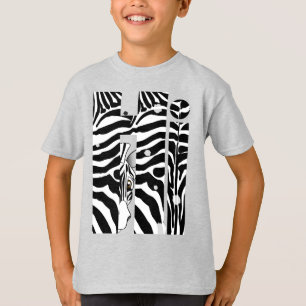 Camiseta "Olá!" listras pretas/brancas da zebra abstraem n