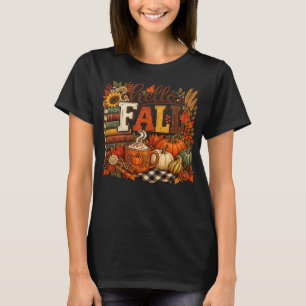 Camiseta Olá Livros de Outono Abóbora Tempero Quente Arte d