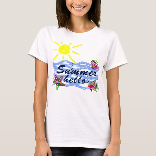 Camiseta Olá, mar de Verão e sol (Frente)