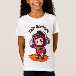 Camiseta Olá marcianos   Espaço   Camisa-T astronauta