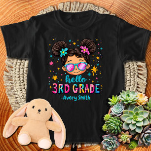 Camiseta Olá, Menina De Cabelo Mensageiro Do 3º Ano, Volta 