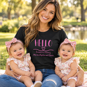 Camiseta Olá Menina Mãe Conto de Coração ROSA