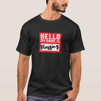 Camiseta Olá, meu nome é Bênção disfarçada Funny Hallow
