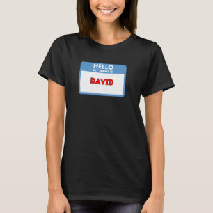 Camiseta Olá, meu nome é David, tema de crachá