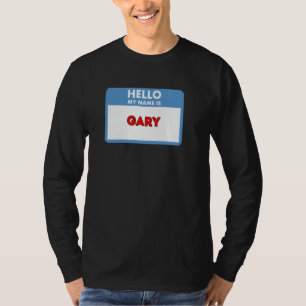 Camiseta Olá, meu nome é Gary - Presentes Tema Etiqueta de 
