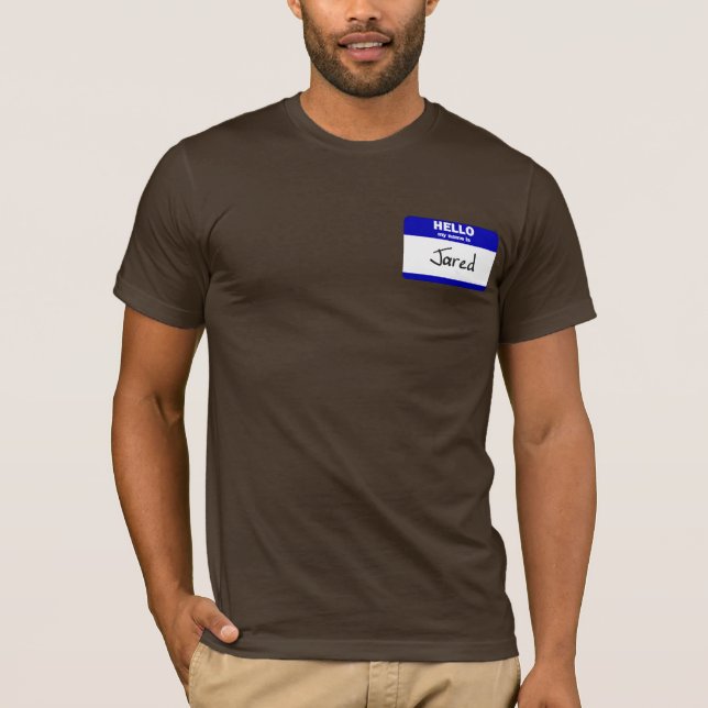 Camiseta Olá! meu nome é Jared (azul) (Frente)