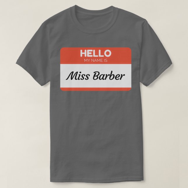 Camiseta Olá Meu Nome É Menina Barber Família Nome Apelido  (Frente do Design)