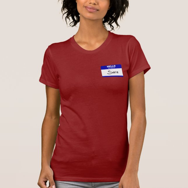 Camiseta Olá! meu nome é Sara (azul) (Frente)