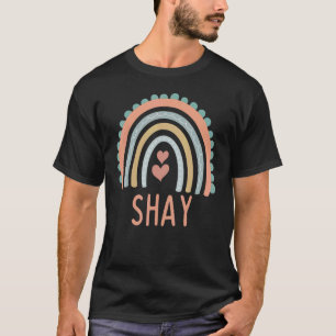 Camiseta Olá Meu Nome É SHAY Rainbow Name Customer Pre K S