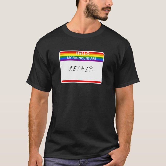 Camiseta Olá, Meus Prêmios São Ze Hir Lgbtq Não Binário (Frente)